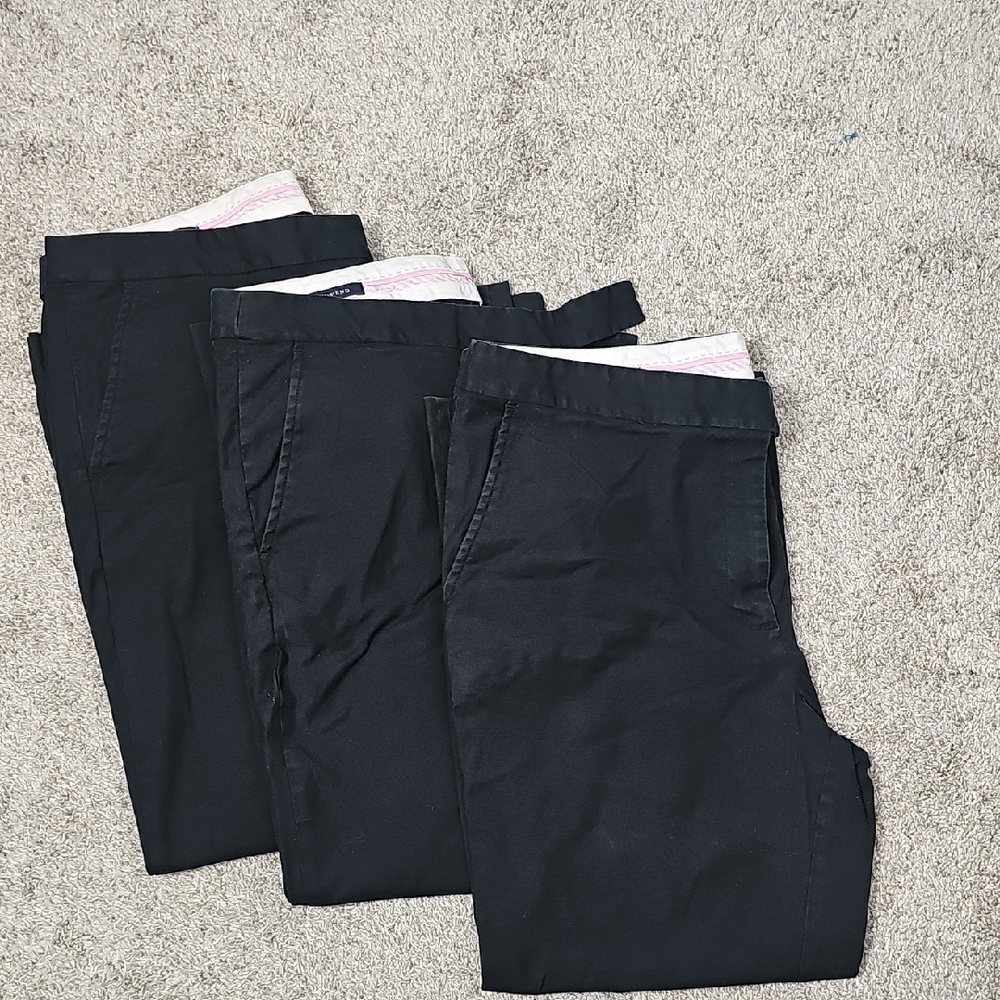 Lands End Lot Of 3 Womens Size 16 Black Cropped Twill (Baumwolle) Pant